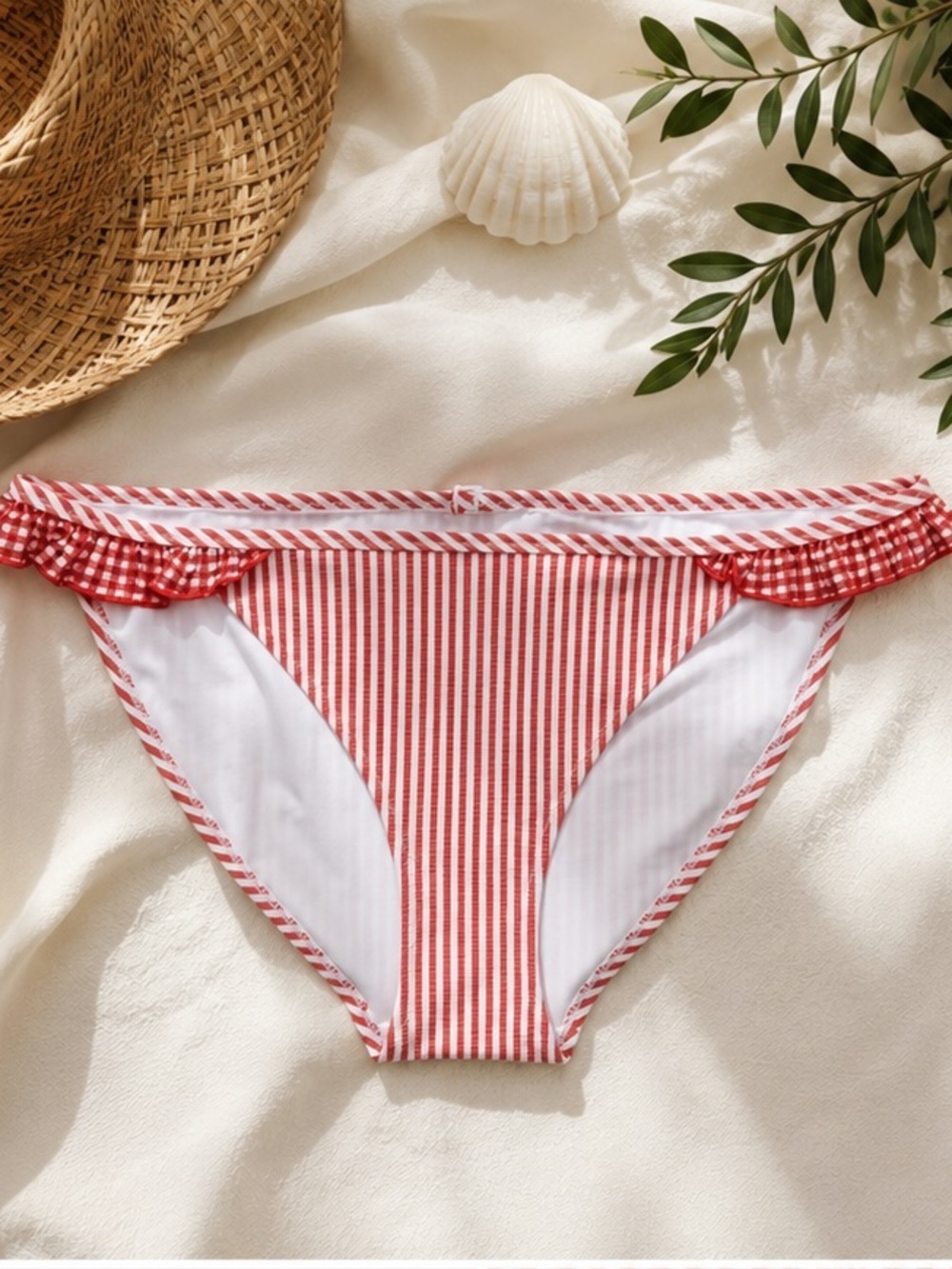 NWT Aerie Seersucker Ruffle Bikini Bottom